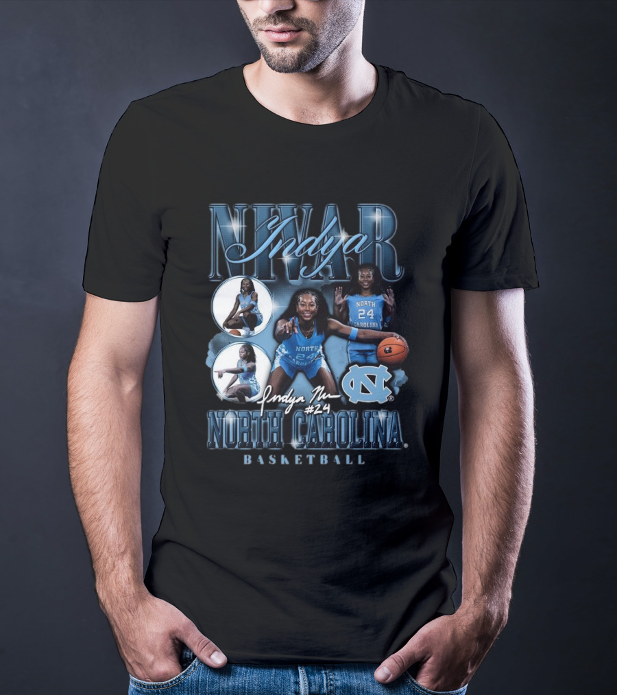 Indya Nivar #24 North Carolina Tar Heels Basketball T-Shirt
