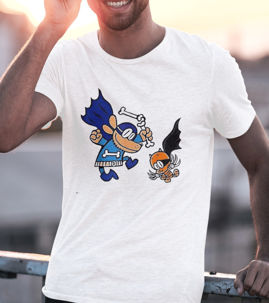 Dog And Cat Essentials Superhero Duo Dog Man And Cat Kid T-Shirt