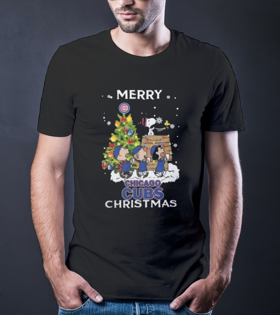 Merry Chicago Cubs Christmas Snoopy And Friends T-Shirt