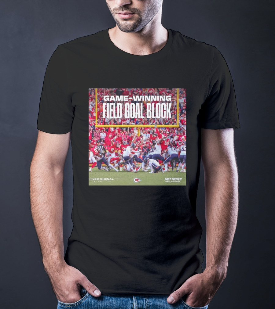 Game-Winning Field Goal Block Kansas City Chiefs Leo Chenal Fast Twitch NFL Partnership T-Shirt