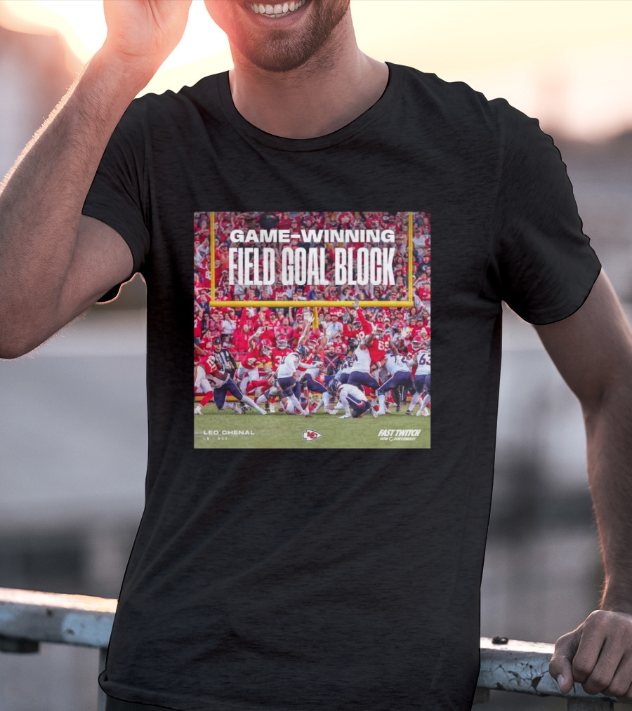 Game-Winning Field Goal Block Kansas City Chiefs Leo Chenal Fast Twitch NFL Partnership T-Shirt