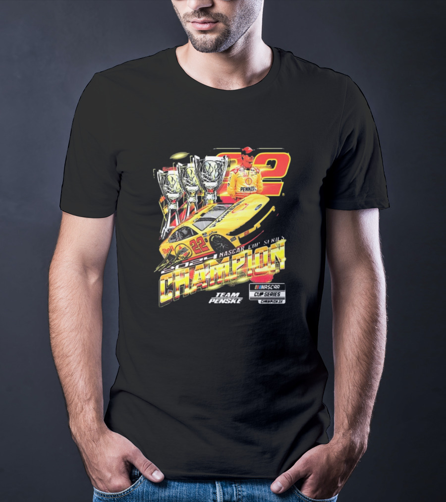 Joey Logano 22 NASCAR Cup Series Champion 3X Team Penske Champion Car Racing Winner T-Shirt