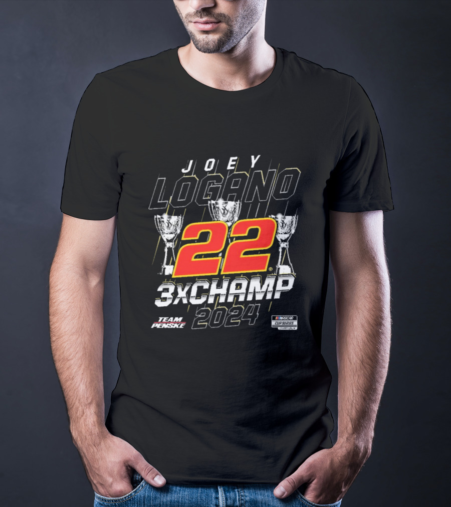 Joey Logano Team Penske 22 NASCAR Cup Series 3X Champ T-Shirt