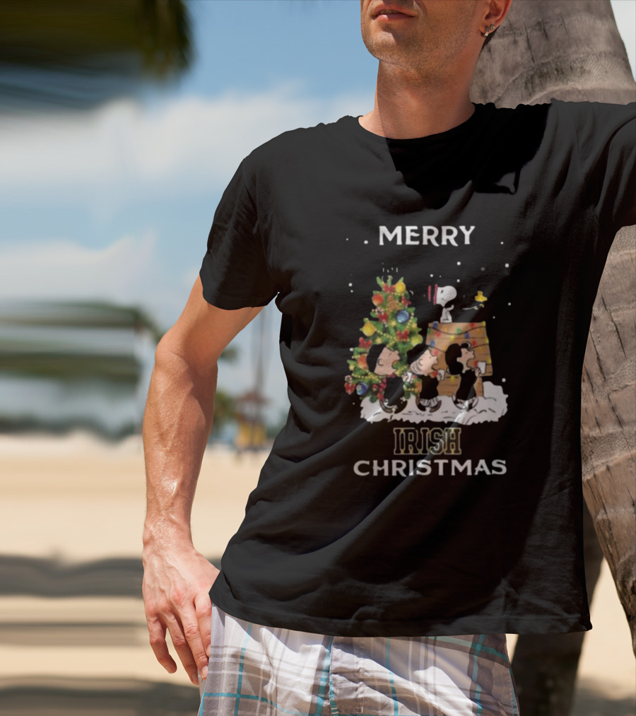 Merry Irish Christmas Notre Dame Fighting Irish X Snoopy And Friends T-Shirt