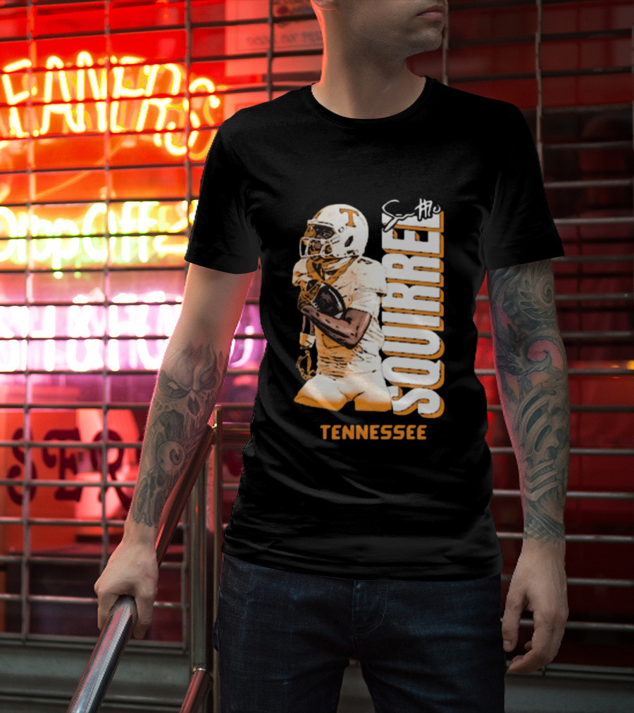 Tennessee Volunteers Squirrel White Football Signature T-Shirt