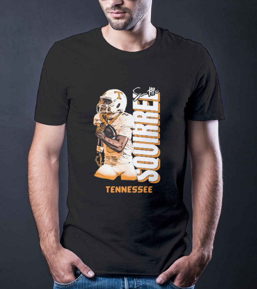 Tennessee Volunteers Squirrel White Football Signature T-Shirt