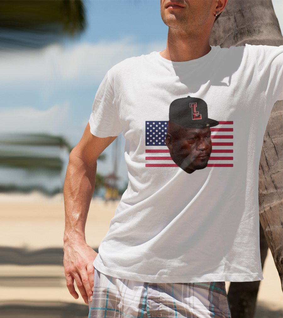 Michael Jordan Crying Meme USA Flag LL Cap T-Shirt