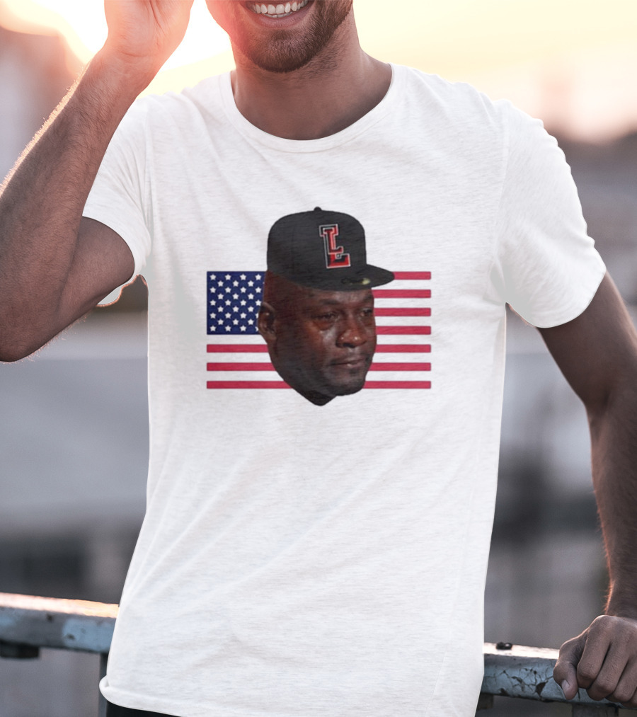 Michael Jordan Crying Meme USA Flag LL Cap T-Shirt