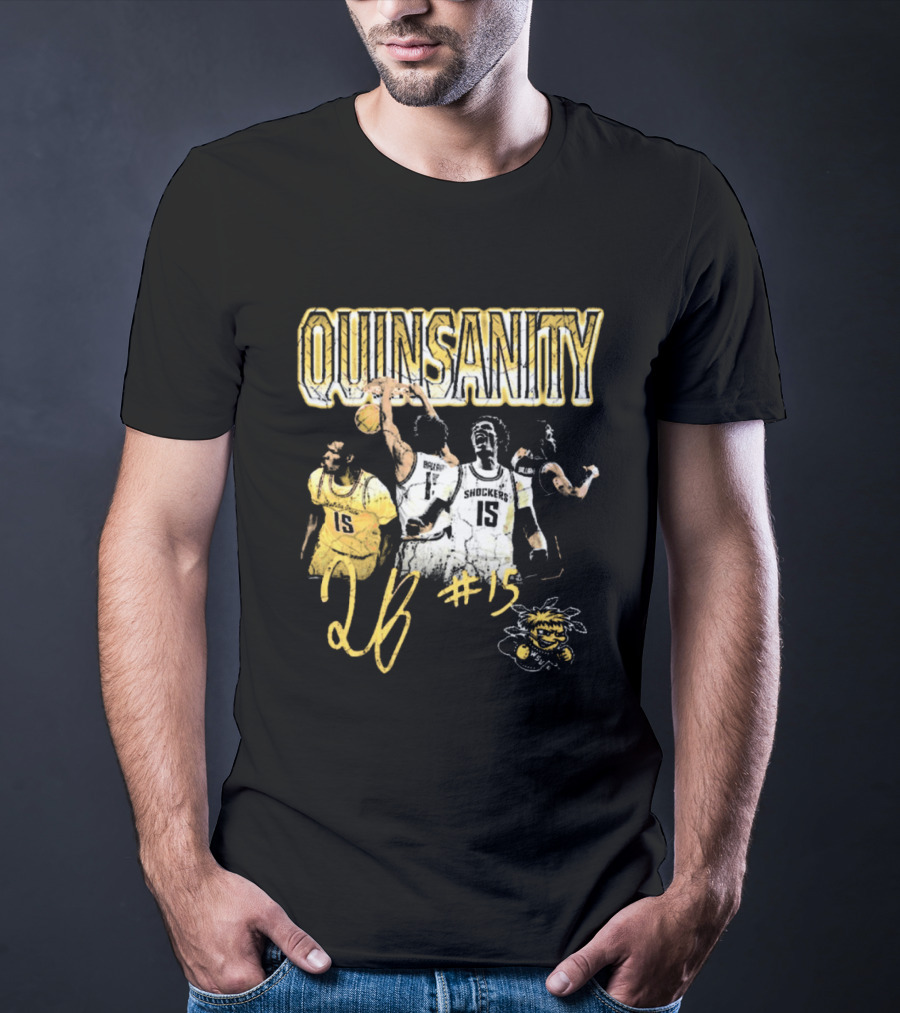 Quinsanity QB #15 Wichita State Shockers Basketball 90s Washed Signature T-Shirt