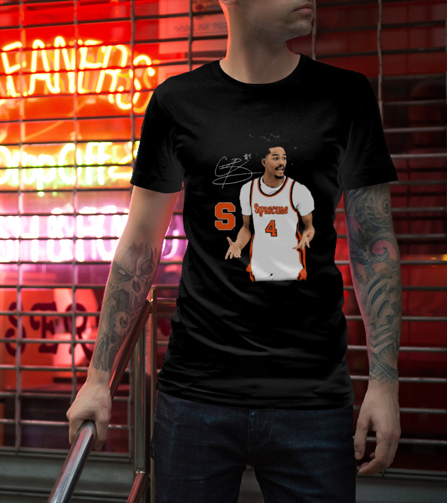 Chris Bell #4 Syracuse Orange Basketball Signature T-Shirt