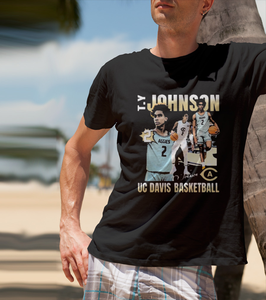 T.Y. Johnson UC Davis Aggies Basketball Number 2 Signature T-Shirt
