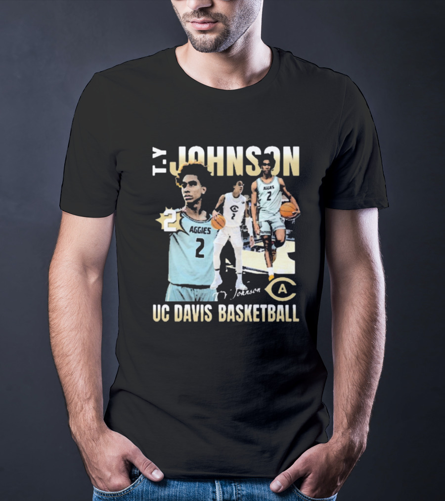 T.Y. Johnson UC Davis Aggies Basketball Number 2 Signature T-Shirt