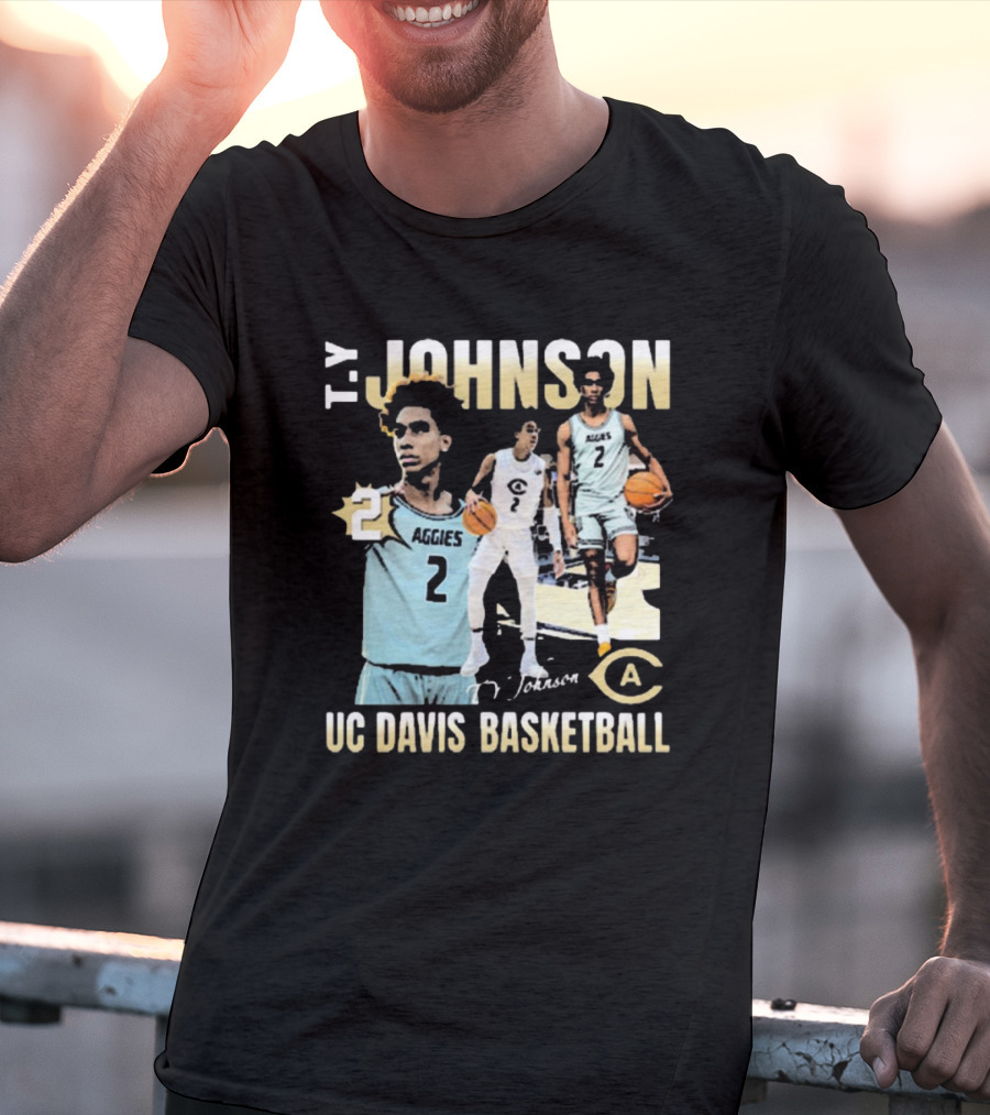 T.Y. Johnson UC Davis Aggies Basketball Number 2 Signature T-Shirt