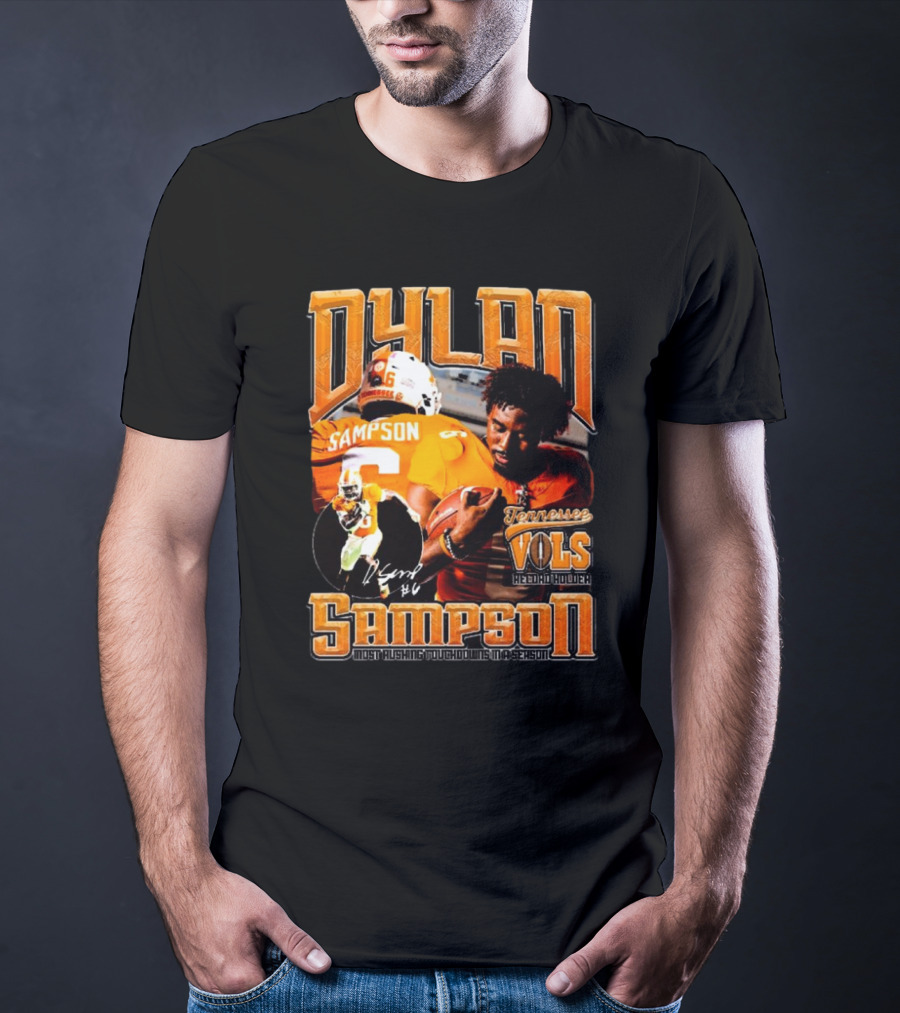 Dylan Sampson Tennessee Vols Record Holder Most Rushing Touchdowns In A Season Vintage Icon Signature T-Shirt