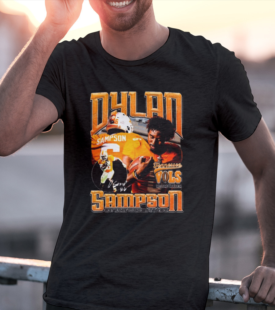 Dylan Sampson Tennessee Vols Record Holder Most Rushing Touchdowns In A Season Vintage Icon Signature T-Shirt
