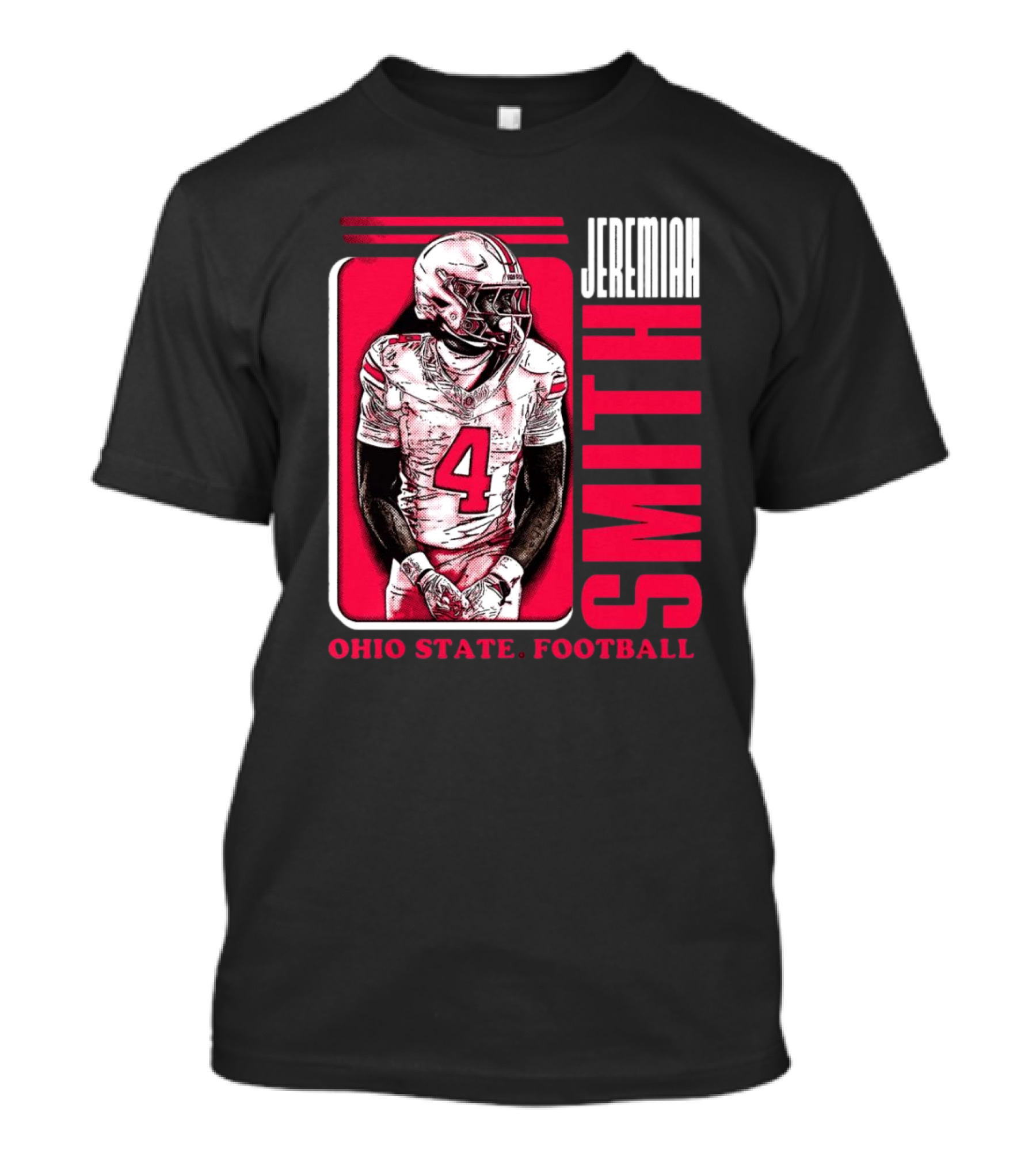 Jeremiah Smith Ohio State Football Number 4 Red Frame T-Shirt