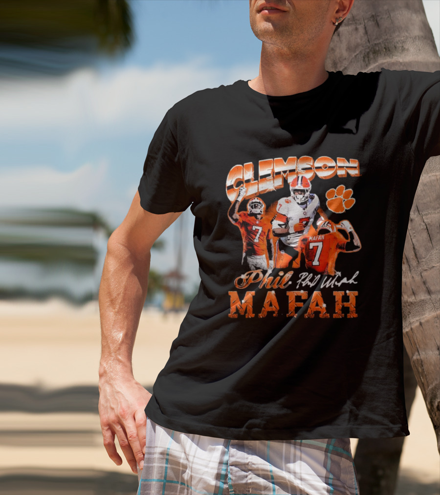 Clemson Tigers Phil Mafah 90s Retro Signature 7 T-Shirt