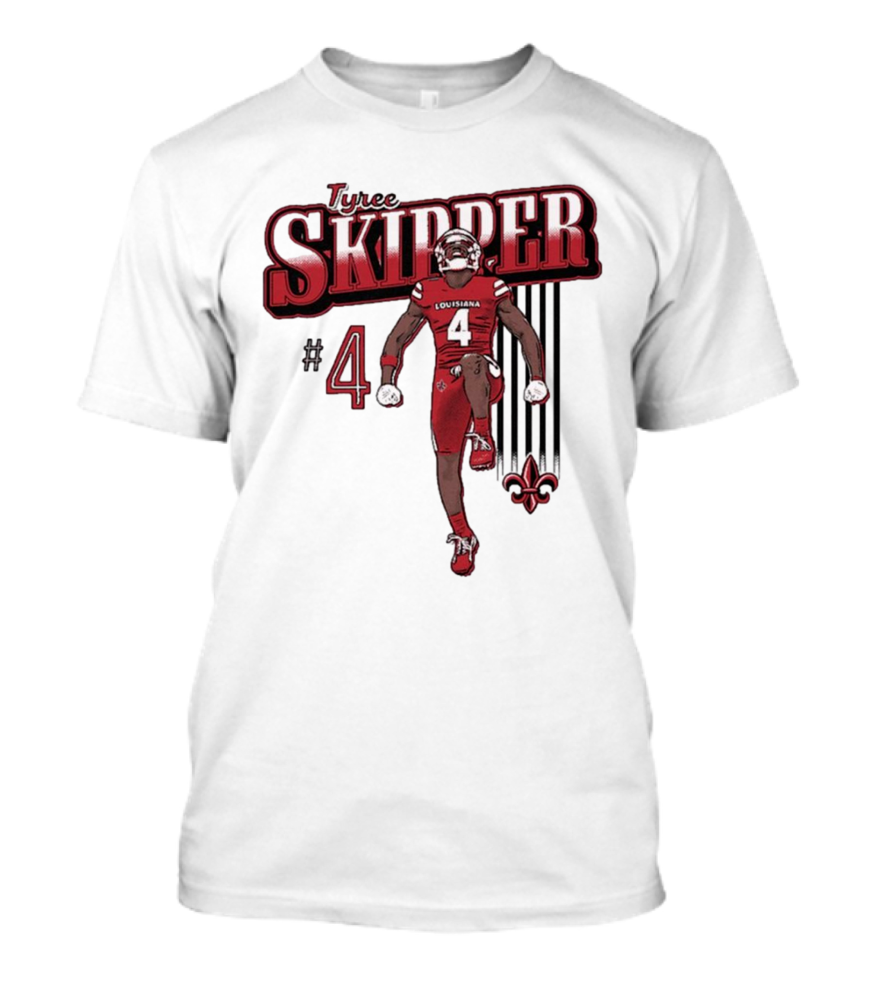 Tyree Skipper #4 Louisiana Ragin’ Cajuns Football Fleur-de-Lis T-Shirt