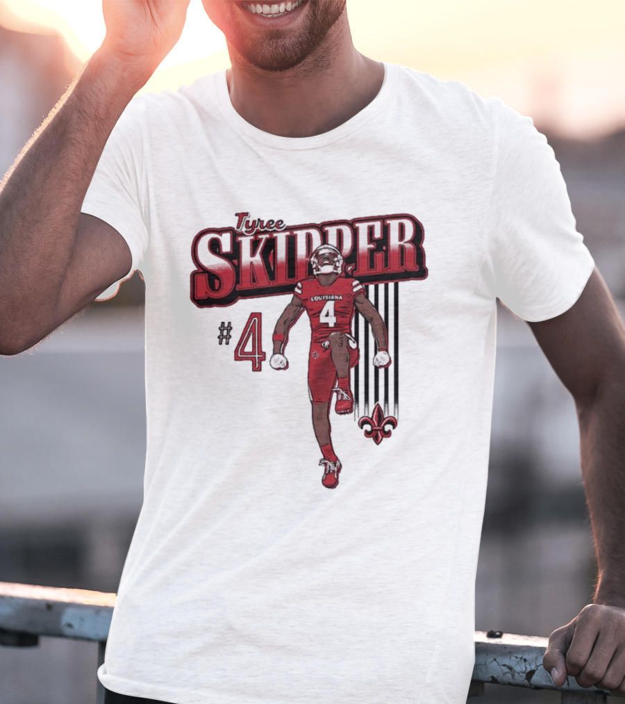 Tyree Skipper #4 Louisiana Ragin’ Cajuns Football Fleur-de-Lis T-Shirt