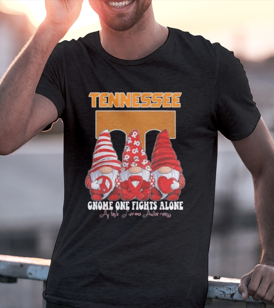 Tennessee Volunteers Autism Awareness Gnome One Fights Alone T-Shirt