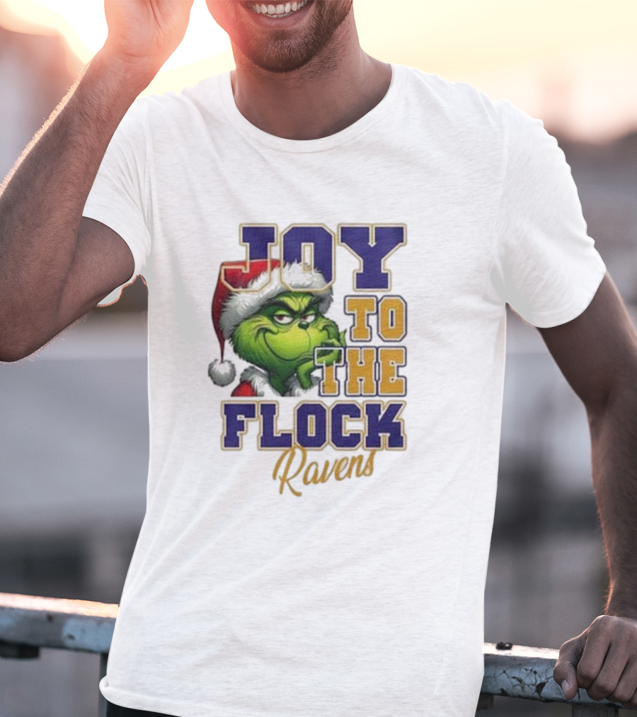 Joy To The Flock Ravens Merry Christmas The Grinch T-Shirt