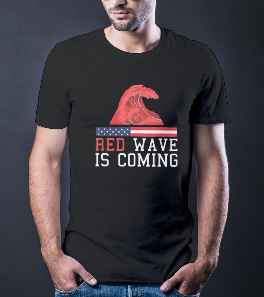 Red Wave Is Coming American Flag Wave T-Shirt