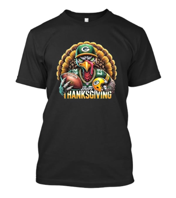 Happy Thanksgiving Green Bay Packers Turkey Football T-Shirt