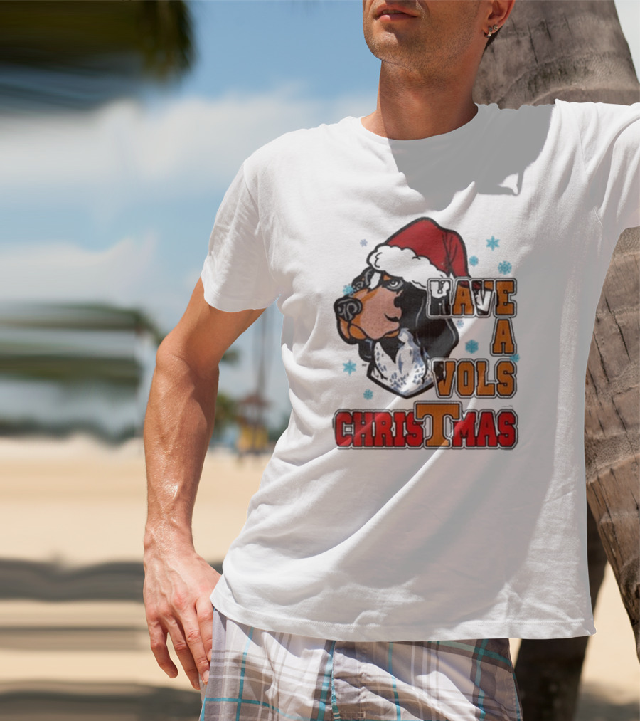 Have A Vols Christmas With Tennessee Volunteers Dog Santa Hat T-Shirt