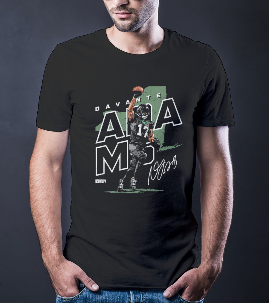 Davante Adams NFLPA New York Jets Map Signature 17 T-Shirt