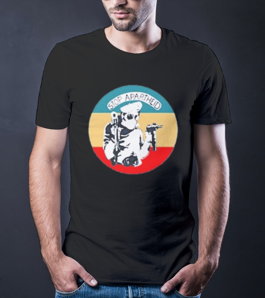 Stop Apartheid Jordan Peele Circle Soldier Weapon Multicolor T-Shirt