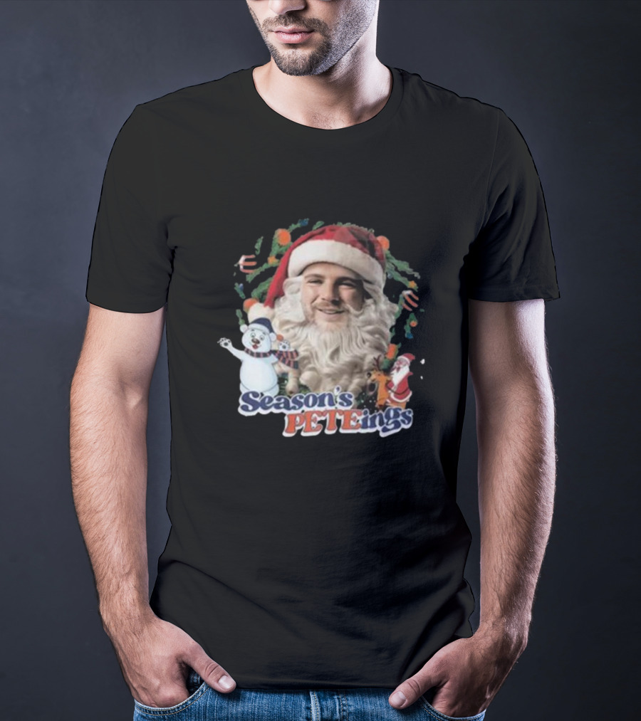 Santa Season's Peteings Christmas Polar Bear NYC Holiday T-Shirt