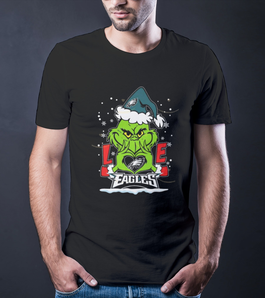 The Grinch Philadelphia Eagles Love Snowy Hat Stars T-Shirt