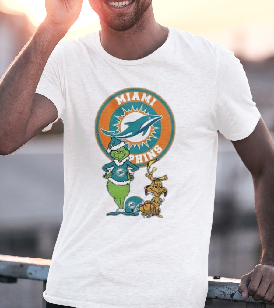 Grinch Max Miami Dolphins Merry Christmas T-Shirt