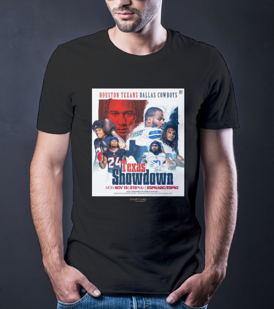 Houston Texans Dallas Cowboys Texas Showdown Mon Nov 18 815PM ET ESPN ABC ESPN2 T-Shirt