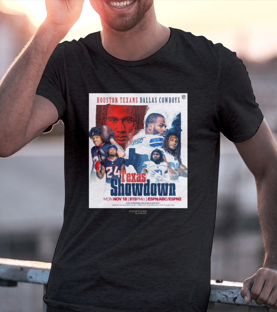 Houston Texans Dallas Cowboys Texas Showdown Mon Nov 18 815PM ET ESPN ABC ESPN2 T-Shirt