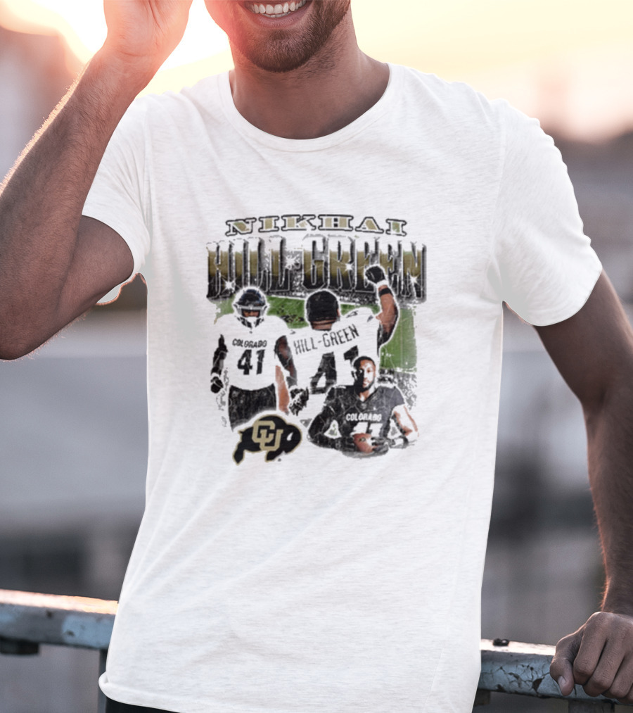 Nikhai Hill Green Colorado Buffaloes 41 Football Reflection 90s T-Shirt