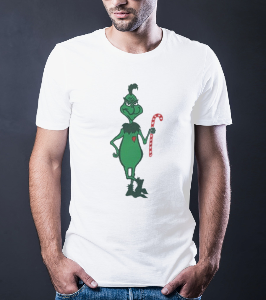 Grinch Holding Candy Cane Trey Anastasio Christmas T-Shirt