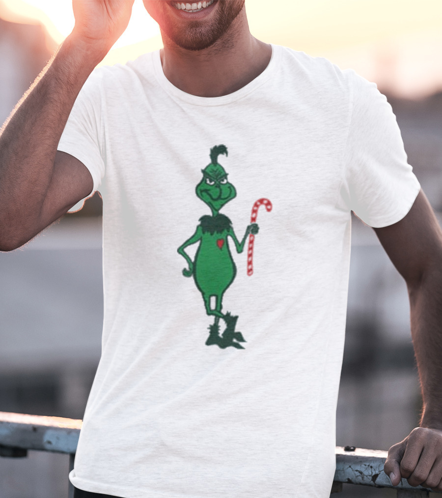 Grinch Holding Candy Cane Trey Anastasio Christmas T-Shirt