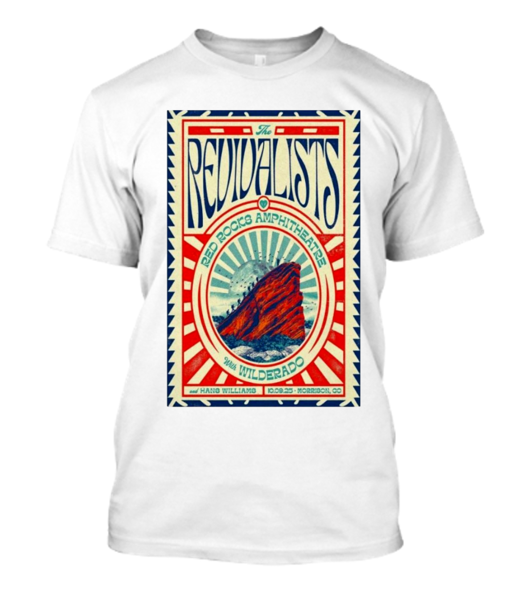 The Revivalists Red Rocks Amphitheatre Featuring Wilderado Oct 9 2025 Morrison CO T-Shirt