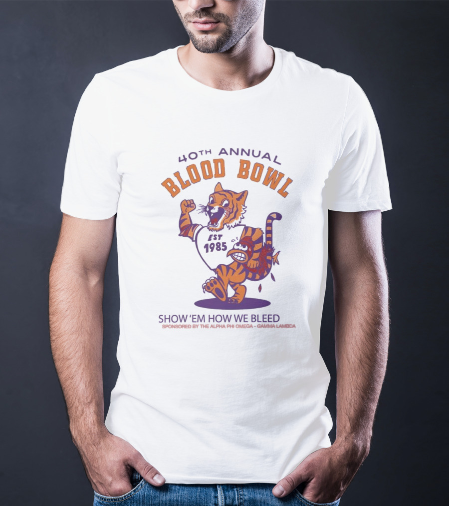 40th Annual Blood Bowl Est 1985 Show 'Em How We Bleed Sponsored By Alpha Phi Omega Gamma Lambda T-Shirt