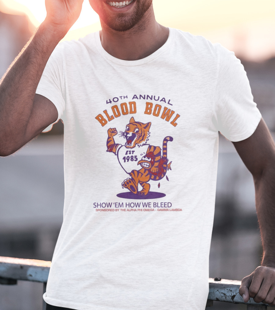 40th Annual Blood Bowl Est 1985 Show 'Em How We Bleed Sponsored By Alpha Phi Omega Gamma Lambda T-Shirt