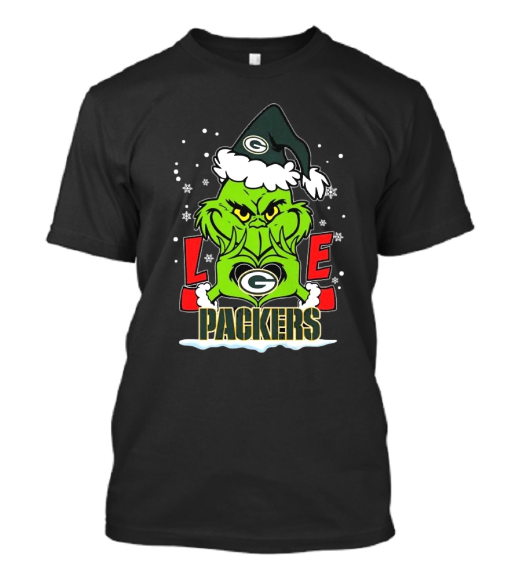 The Grinch Love Green Bay Packers Christmas Snowflakes T-Shirt