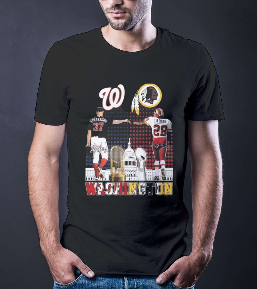 Washington Strasburg D. Green Capitol W Emblems Redskins Thank You For The Memories Signatures T-Shirt