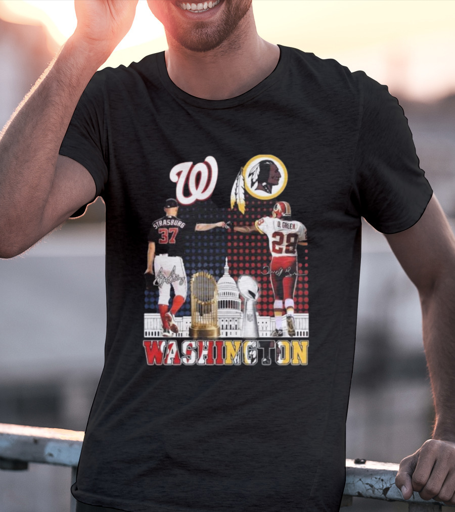 Washington Strasburg D. Green Capitol W Emblems Redskins Thank You For The Memories Signatures T-Shirt