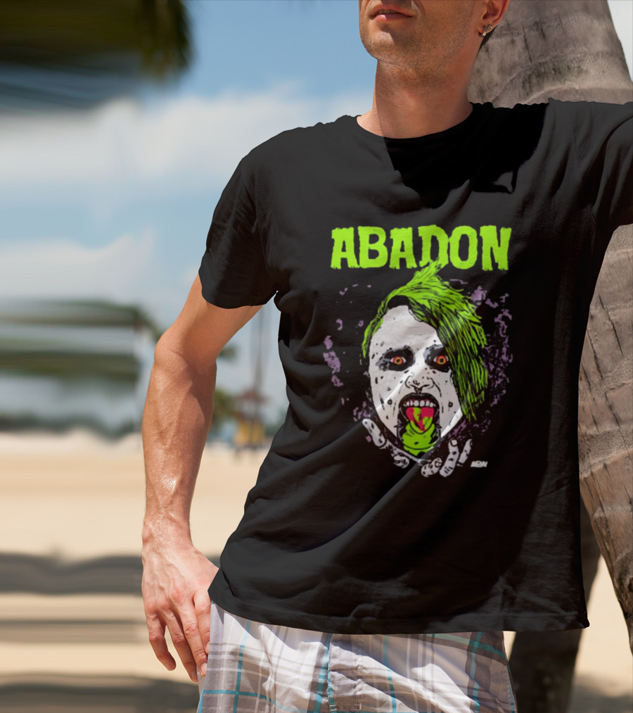 Abadon AEW Neon Green Zombie Face I Can Never Die T-Shirt