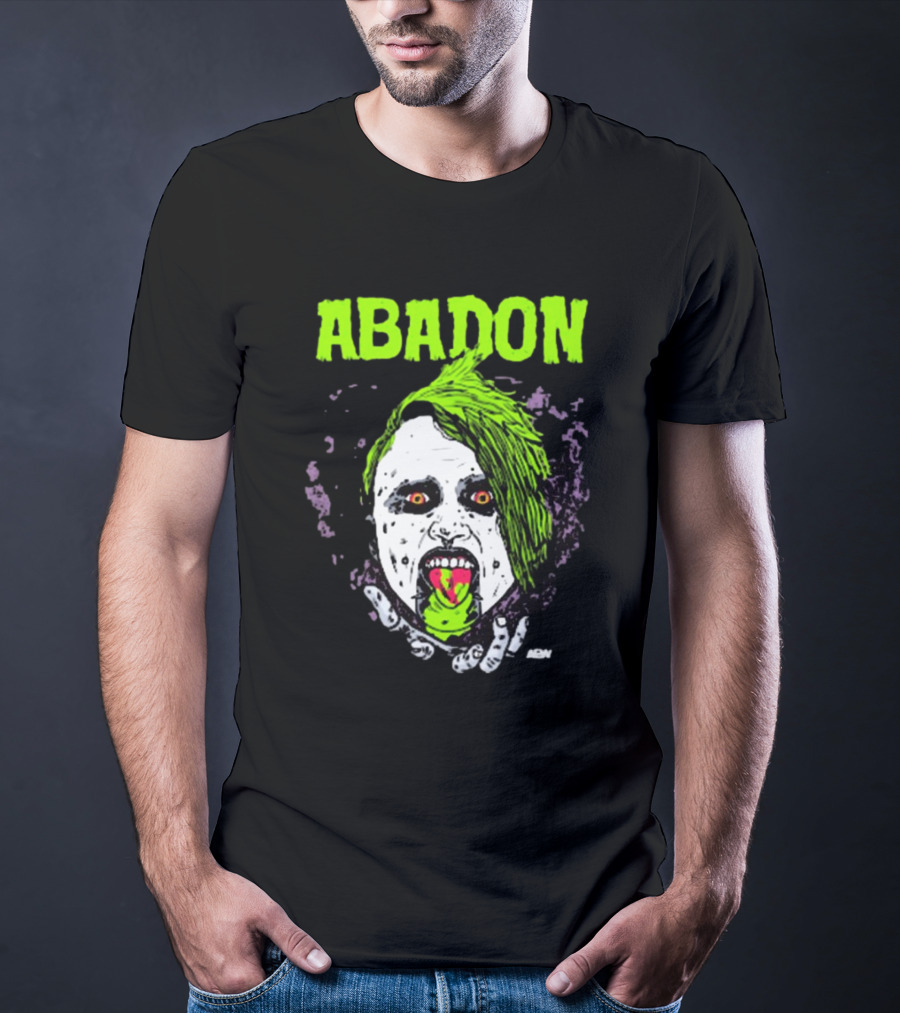 Abadon AEW Neon Green Zombie Face I Can Never Die T-Shirt