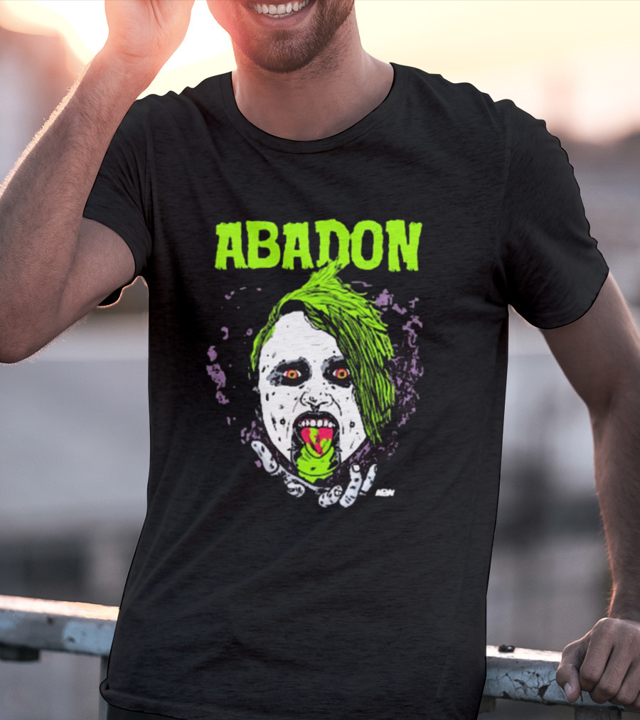 Abadon AEW Neon Green Zombie Face I Can Never Die T-Shirt