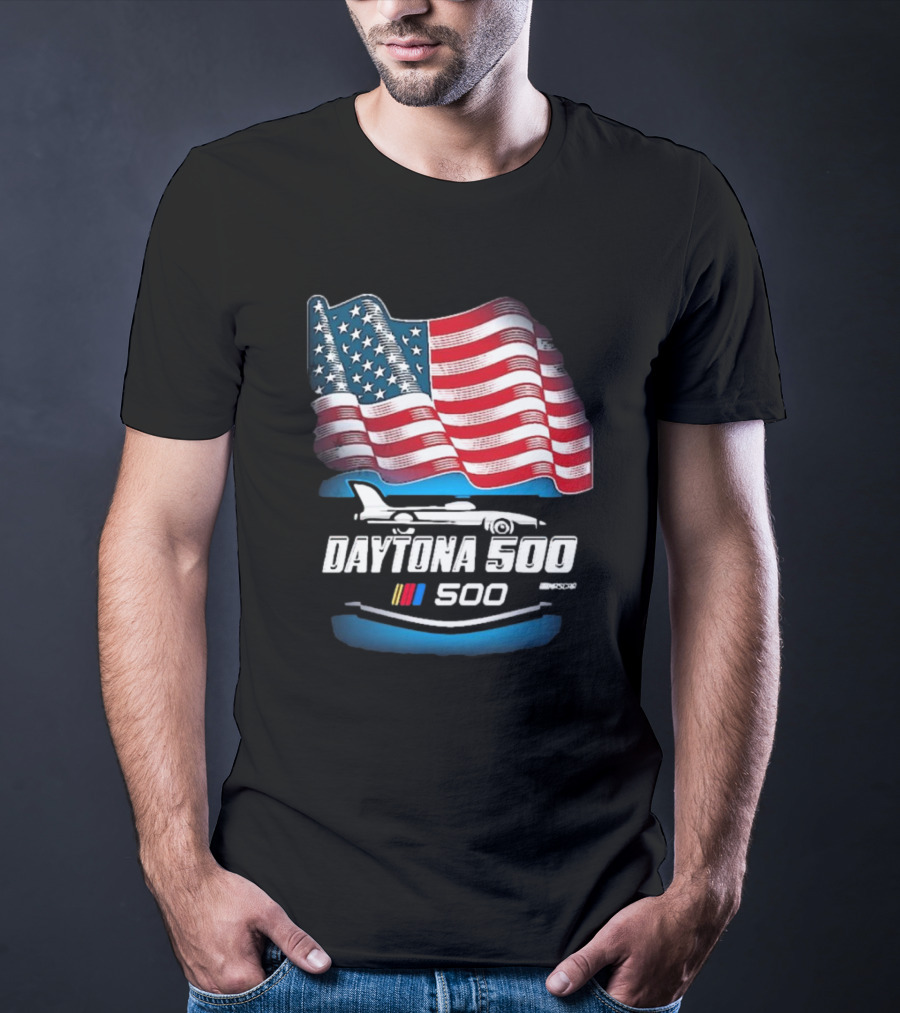 Daytona 500 American Flag Racing Daytona International Speedway 2025 Checkered Flag Sports T-Shirt