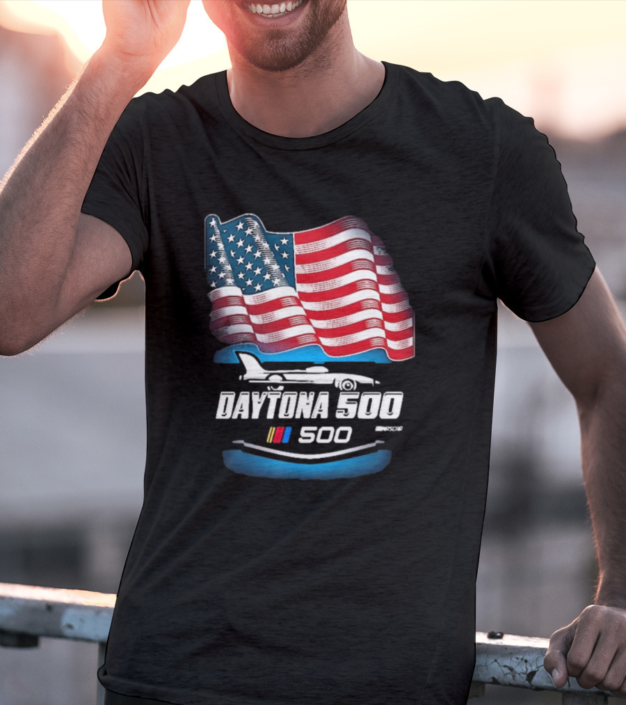 Daytona 500 American Flag Racing Daytona International Speedway 2025 Checkered Flag Sports T-Shirt