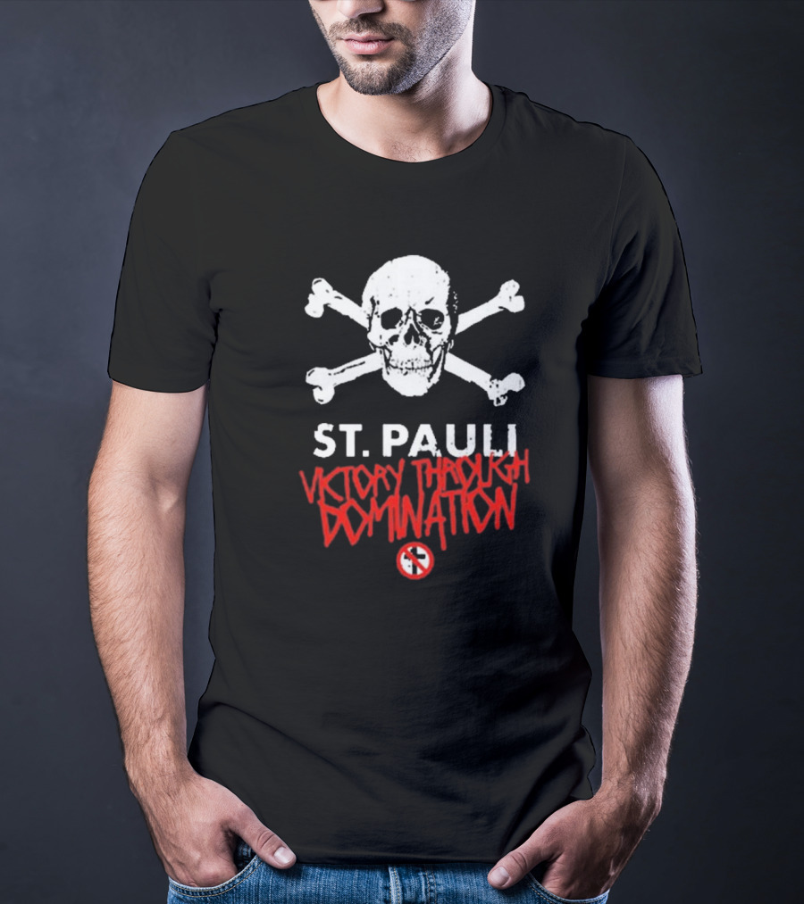 St. Pauli Victory Through Domination Skull And Crossbones Bad Religion T-Shirt